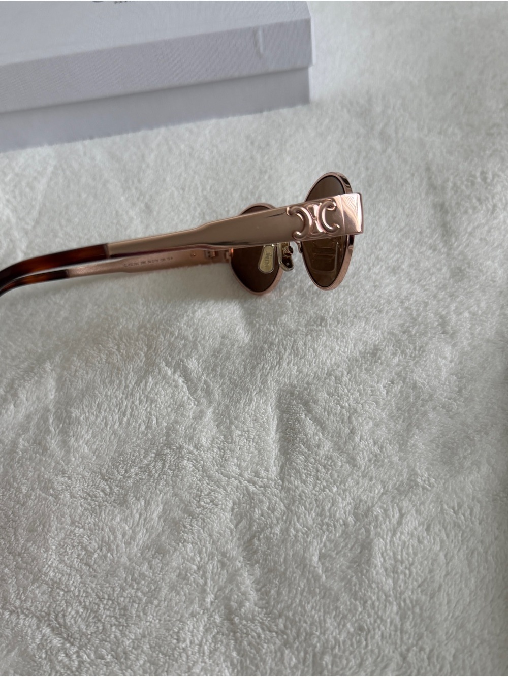 Celine Brown Leather Sunglasses Pouch with Gold Logo and Brown Lenses - Picture 4 of 7